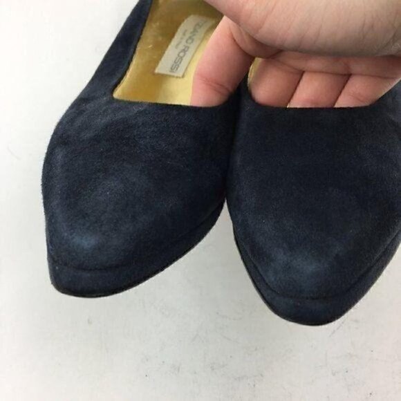 Vtg Tiziano Ross Heels Sz 8.5 Suede Made In Italy - Picture 8 of 9